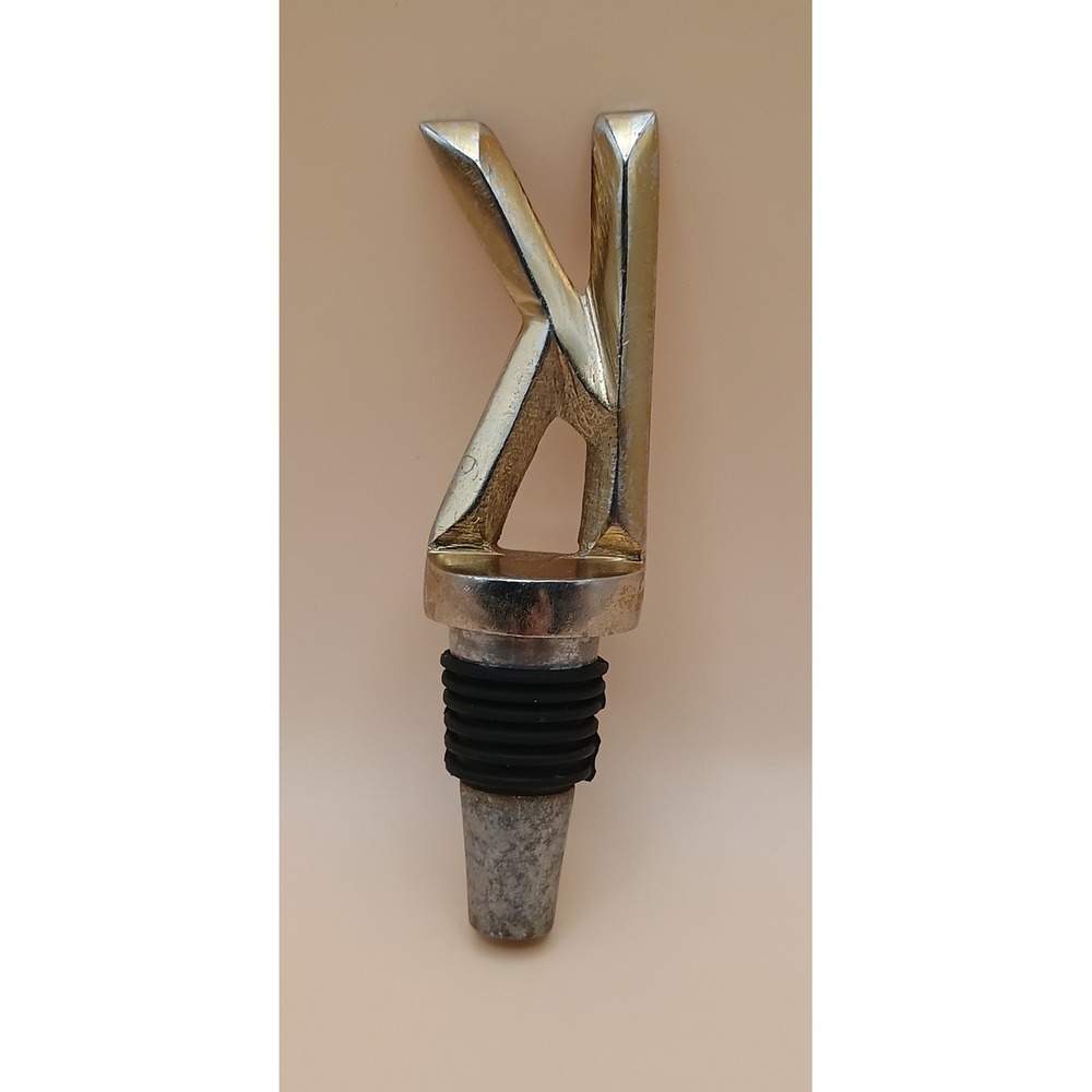Silver Initial Letter K Wine Bottle Stopper Monogram Metal Barware - Picture 2 of 4